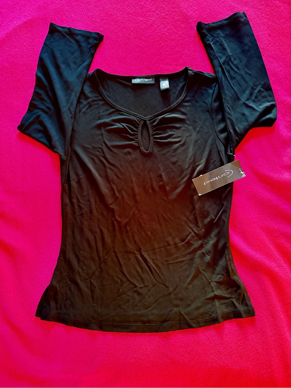 Context Women’s Black 3/4 Sleeve Keyhole Top